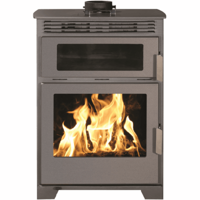 Woodburning Stove with Air Heater and Oven 16.5kW Syrios Lagadia Steel